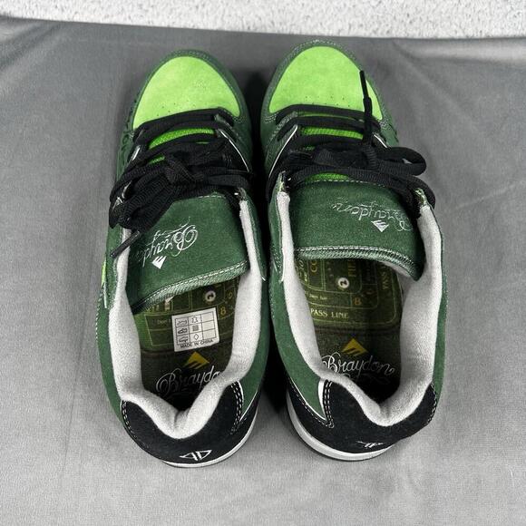 Emerica Skate Shoes Braydon Pro Model Mens 10.5 Green Piss Drunx PD Signed RARE - Picture 4 of 16